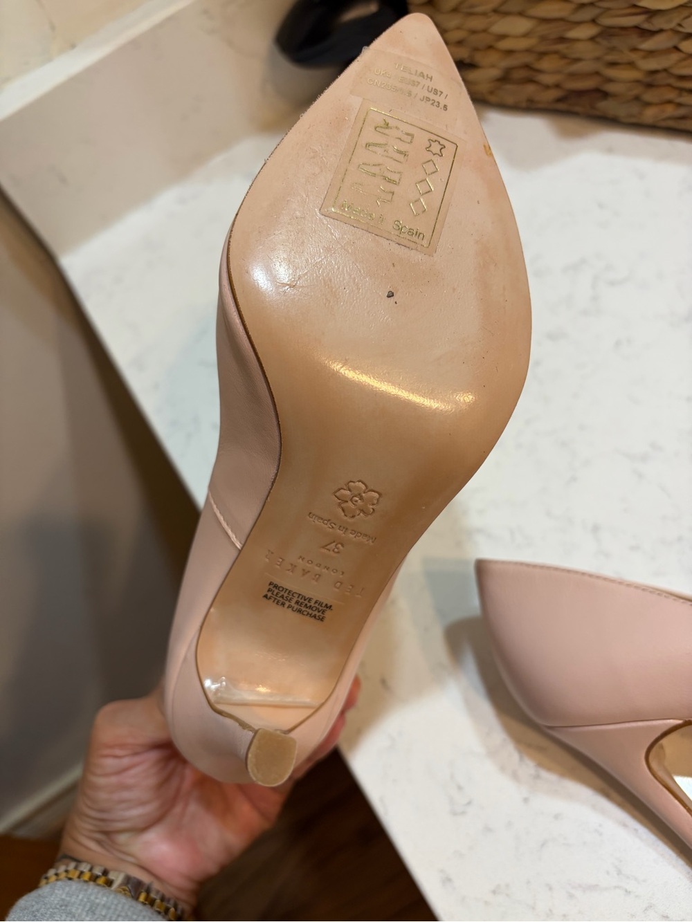 Ted Baker London Blush Pink Knotted Pointed-Toe Pumps - Picture 6 of 6